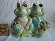 STARA CERAMICZNA SKARBONKA RODZINKA ŻABEK