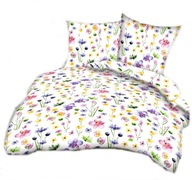 Pościel kora lux 180x200 + 2x70x80 2x40x40 zamek K 290-1 Kwiaty malow białe