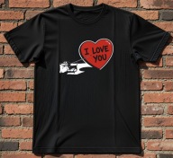 Jamnik ciągnący serce I love you Koszulka z jamnikiem T-shirt