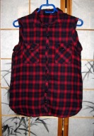 bluzka flanelowa w kratę bez rękawów TOPSHOP 36 S