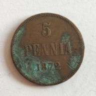 moneta Finlandia pod okupacją 5 pennia 1872 car Aleksander II