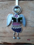 Aniołek z książką, witraż Tiffany’ego nr 16, zawieszka, IDEALNY PREZENT.