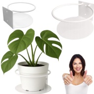 KWIETNIK ŚCIENNY Z OBRĘCZĄ NA KWIATKI METALOWY BIAŁY MOCNY WIESZAK PÓŁKA