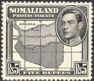 kol.bryt.Somaliland KGVI 5 Rupii czysty *