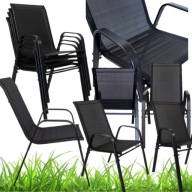 ZESTAW KRZESEŁ OGRODOWYCH 4 SZT– CZARNE NA TARAS, BALKON I DO OGRODU