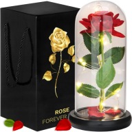 Wieczna róża w szkle LTC z oświetleniem LED 22 cm czerwona walentynki