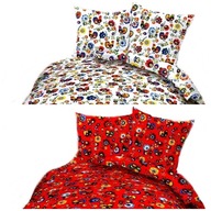 pościel bawełna lux 220x240 + 2x70x80 zamek B 267 DUO kogucik biały/czerwon