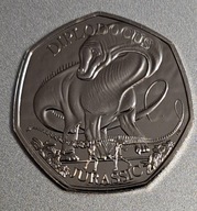 Wielka Brytania 50 pensów 2024r. Dinozaur - Diplodok BCM