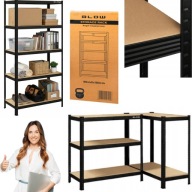 REGAŁ METALOWY MAGAZYNOWY CZARNY 5 PÓŁEK 180KG MDF 180X90X40 CM NA KSIĄŻKI