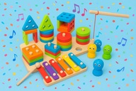 Drewniana zabawka 3 w 1 – nauka przez zabawę!