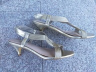 SG Shoes nr 42/8 szerokie złote sandały na szpilce