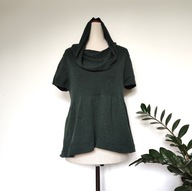 Sweter z krótkim rękawem i z dużym golfem 40 ciemnozielony (106)