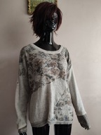 WŁOSKI SWETER moher jedwab kwiaty 40/42
