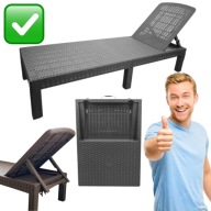 LEŻAK OGRODOWY CZARNY NA TARAS BALKON LEŻANKA SKŁADANY REGULOWANY PLAŻOWY