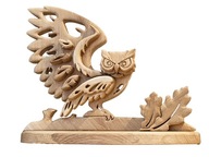 Unikatowa figurka sowy z drewna dębowego – ręczne wykonanie