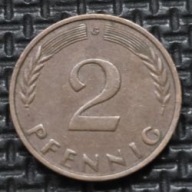 *NIEMCY [0206]*2 fenigi 1959 *G* Niemcy Zachodnie (RFN) Kłosy, Liście dębu