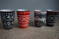 MENU TERMO KUBKI TERMICZNE NORDIC WOOL PORCELANA 4szt. danish design UNIKAT