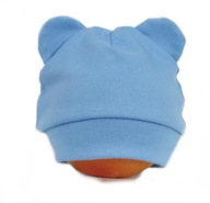 Bawełniane czapeczki z uszkami dla noworodków błekit