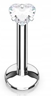 Labret srebrny z białą cyrkonią serce 1,2/8/3