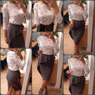 Biała bluzka w czarne paski i jaskółki r. S