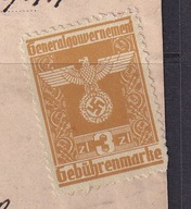 GG, opłata stemplowa 3 zł, wycinek LWÓW 1944 /AA/