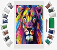 Diamond Painting Haft Diamentowy 40×30 cm – Lew Kolorowy Malowany Obraz DIY