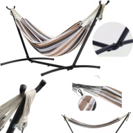 HAMAK ZE STELAŻEM DWUOSOBOWY STOJAK STALOWY XXL DO 200KG ZESTAW + POKROWIEC