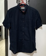 R Koszula Next granat ciemny granat len bawełna rozmiar M