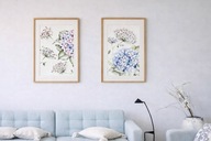 Dwa obrazy dyptyk akwarelowy "Hortensje"