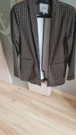 Żakiet pepitka oliwkowo czarny L 40