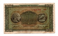 Grecja.Grecki banknot 100.000 drachm z 1944 roku