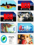 Zestaw 20 Karty używane 8 szt. w stanie dobrym