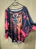 Bluzka Sowa czarna, fuksja r. Plus Size, bawełna !!!