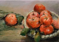 Jabłka" obraz olejny na płótnie 30x40cm , oryginał Garncarek Al,,,