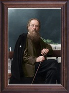 Obraz Konstanty Ciołkowski portret w drewnianej ramie ze szkłem
