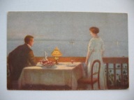 ZAGINIONY ŚWIAT MIESIĄC MIODOWY LAMPA NAFTOWA przedwojenna POCZTÓWKA