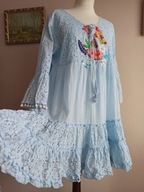 INDIA śliczna TUNIKA falbany koronki haft 36/38