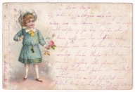 Dziecko dziewczynka z Różą 1902r. Litografia 624l