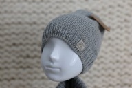 Wełniana czapka dziecięca, rozm. 44-46cm, 100% wełna merino, jasno szara
