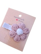 Spinka do włosów szydełkowy kwiatek puff 3.5 cm ecru róż