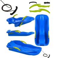 DUŻE SANKI PLASTIKOWE Z OPARCIEM DLA DZIECI Z HAMULCEM SZNURKIEM NIEBIESKIE