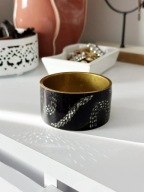 Czarna metalowa bransoletka bangle vintage szeroka boho srebrny wzór