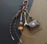 Brązowy Brelok z Mini Torebką i Wieżą Eiffla “LOVE”