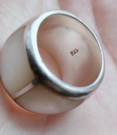 Pierścionek obrączka srebro 925 i masa perłowa 13/14 do kolekcji