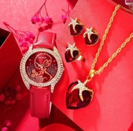Zestaw biżuterii damskiej z zegarkiem