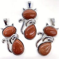 NASZYJNIK kryształt górski magiczny VINTAGE RETRO AMULET KOT WISIOREK