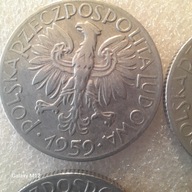 5 zł. rybak 2X 1959 rok i 2X 1960 rok, SUPER STAN, cztery monety razem.