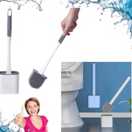 SZCZOTKA DO WC SILIKONOWA WOLNOSTOJĄCA Z POJEMNIKIEM 36,5 CM BIAŁA SZARA