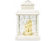 LAMPION ŚWIECZNIK OZDOBNY WITRAŻ BIAŁY LED + BATERIE GRATIS
