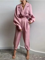Komplet damski Oversize różowy garnitur elegancki komplet koszula M/38